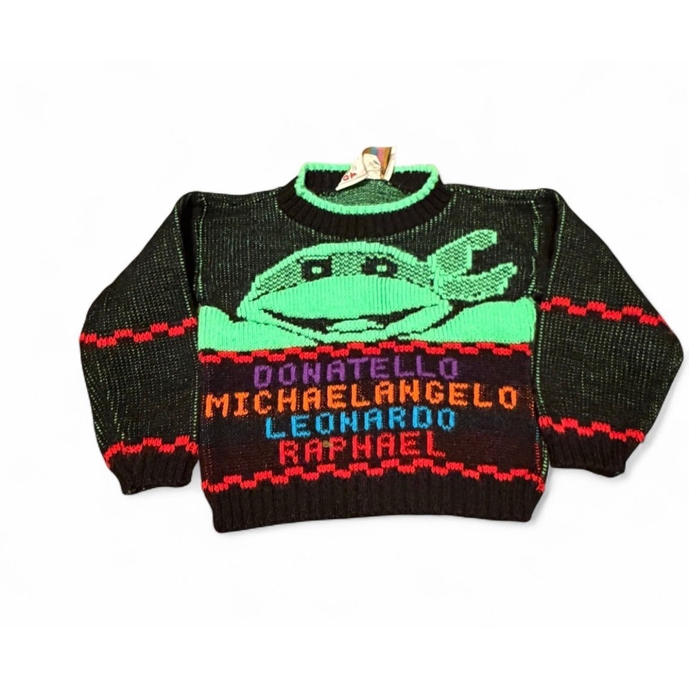 Vintage 1990 TMNT Knit Sweater 18m Teenage Mutant Ninja Turtles USA